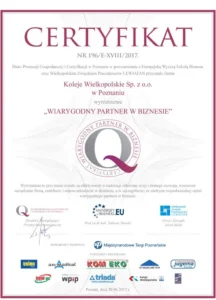 Certyfikat Wiarygodny partner